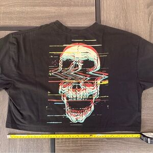 Black Graphic Skull Crop Top